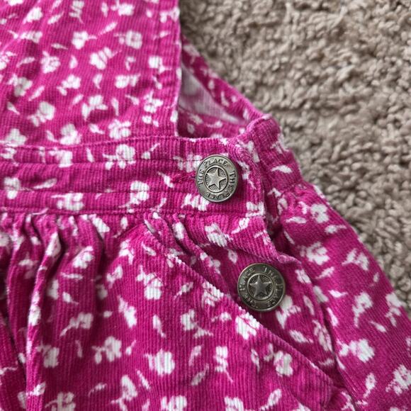 Vtg 90s The Childrens Place Corduroy Overall Dress Floral 12-18M Pnk Cottagecore - Picture 3 of 6